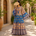 S/M Rahima Crystal Printed Silk Long Dress Jalabiya – 57