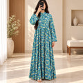 L-XL Afra Printed Cotton Dress 57" Long Jalabiya