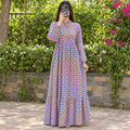 L-XL Zahra Printed Cotton Long Dress Jalabiya – 57