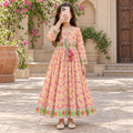 10-11 Year Beach Crystal Printed Cotton Dress 46" Long Jalabiya
