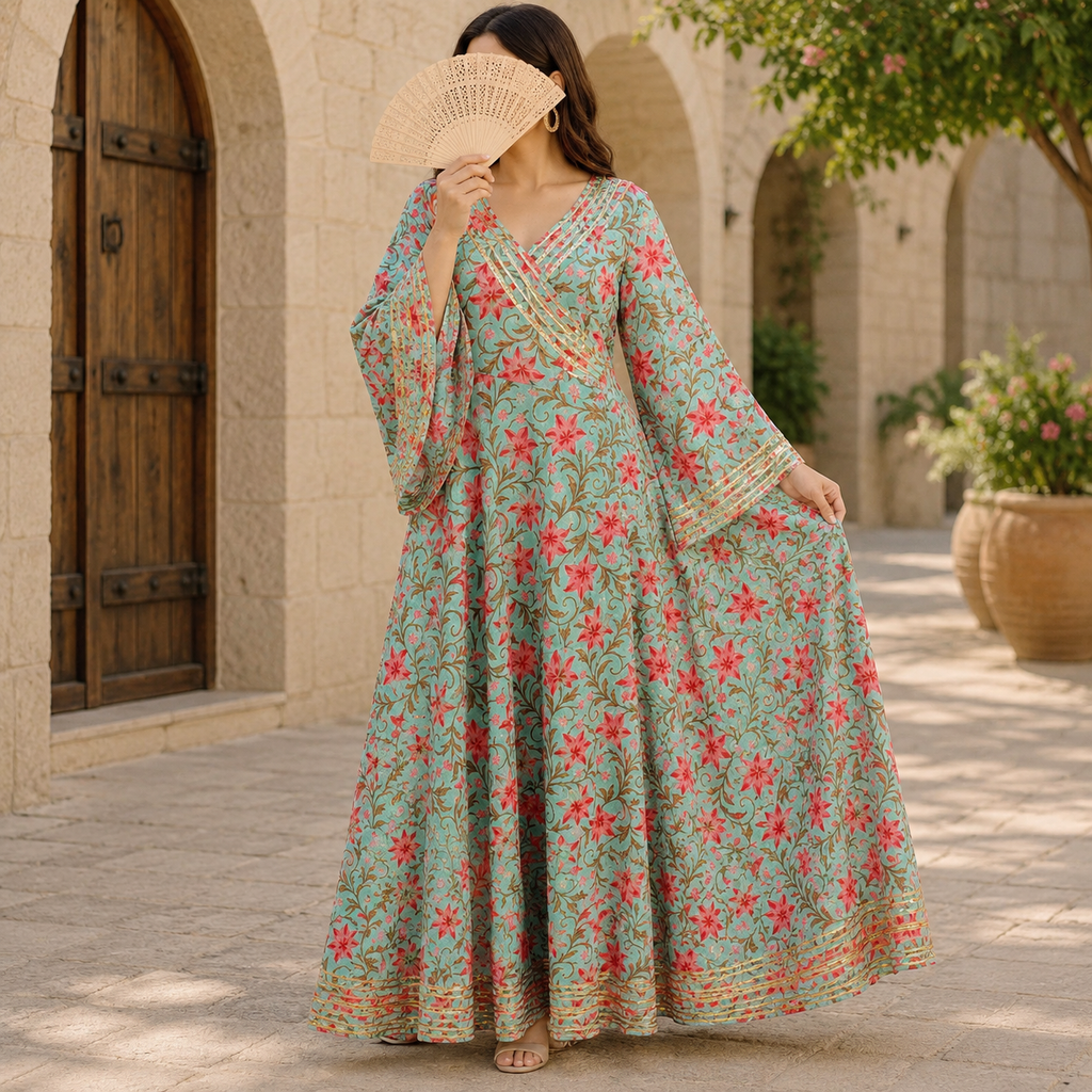 S/M Priam Printed Cotton Long Dress Jalabiya – 57
