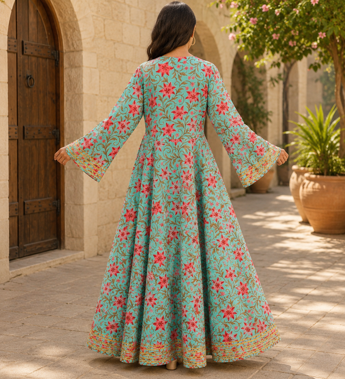 S/M Priam Printed Cotton Long Dress Jalabiya – 57