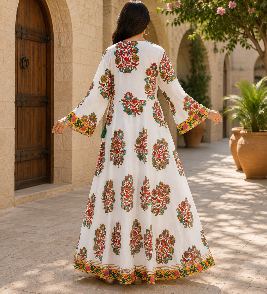 L/XL Priam Printed Cotton Long Dress Jalabiya – 57