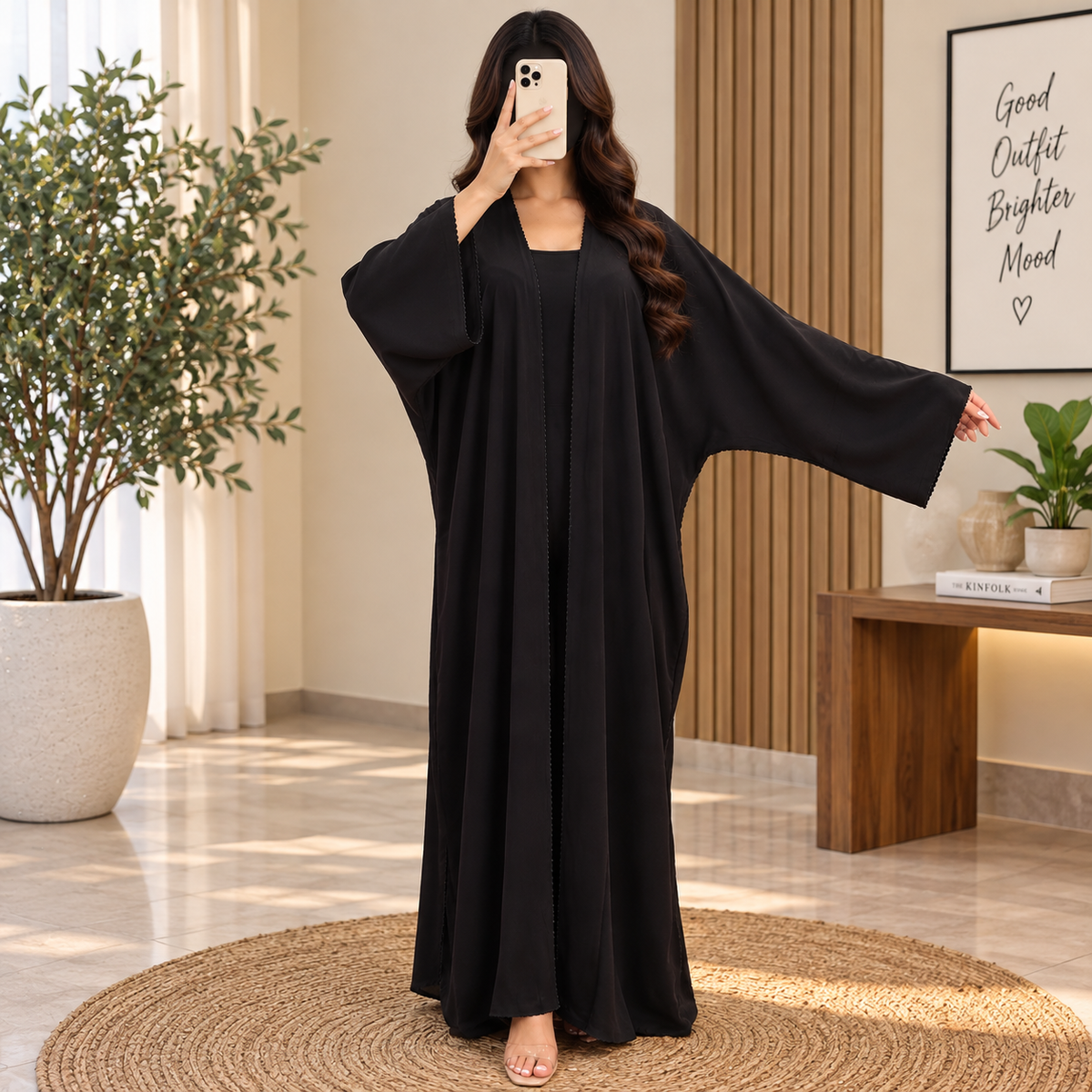 Opulent Black Designer Abaya Free Size.
