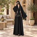 Opulent Black Trimmed Designer Abaya 57" Inches Length