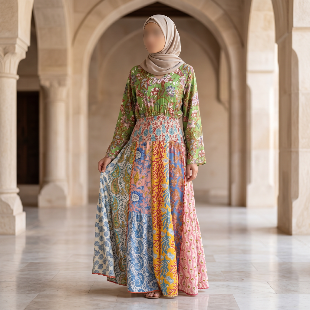 S/M Zayna Printed Cotton Dress 57" Long Jalabiya  RN 11