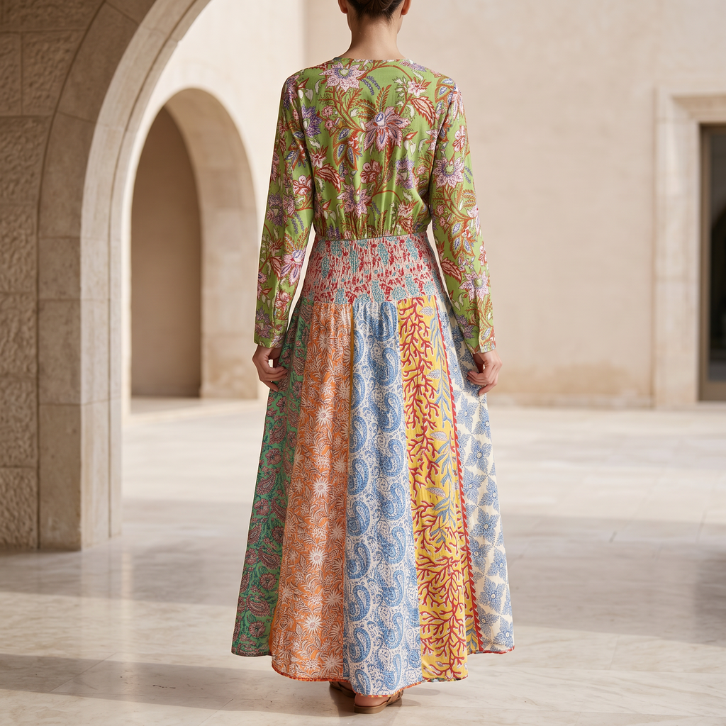 S/M Zayna Printed Cotton Dress 57" Long Jalabiya  RN 11