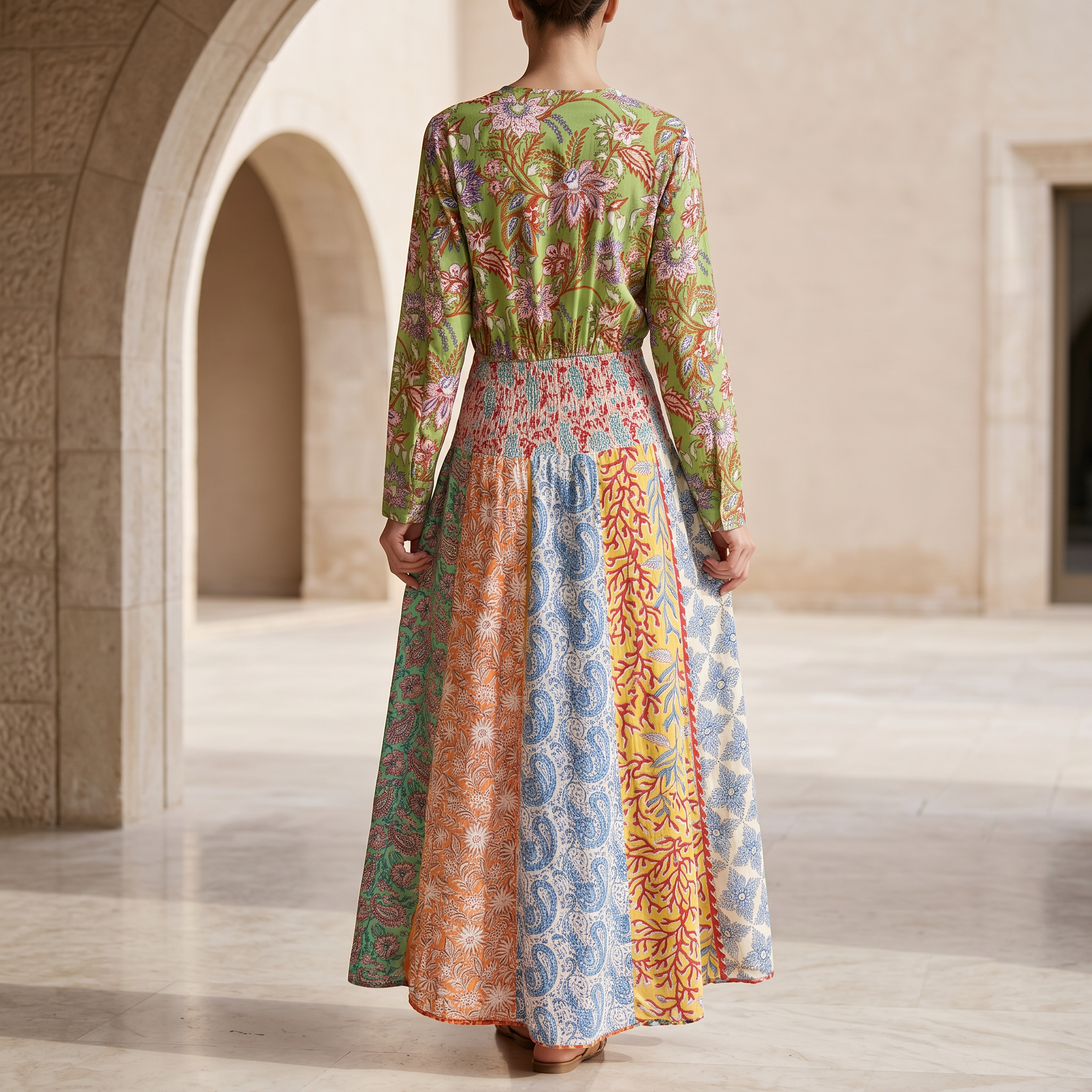 S/M Zayna Printed Cotton Dress 57" Long Jalabiya  RN 11