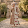 S-M Singapore Crystal Printed Cotton Dress 57" Long Jalabiya RN 131