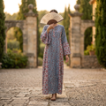 S-M Marry Crystal Printed Cotton Dress 57" Long Jalabiya RN 149