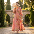 2XL/3XL Priam Printed Cotton Dress 57" Long Jalabiya RN 15