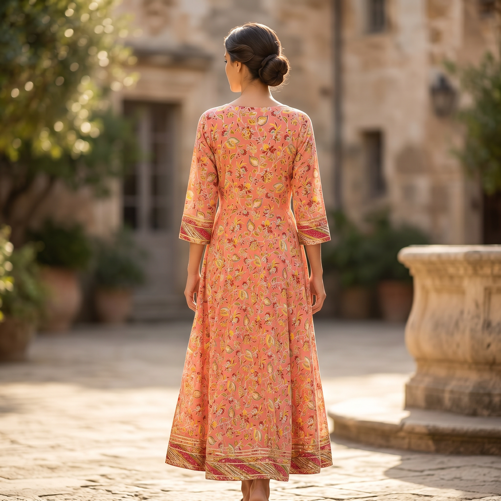 2XL/3XL Priam Printed Cotton Dress 57" Long Jalabiya RN 15