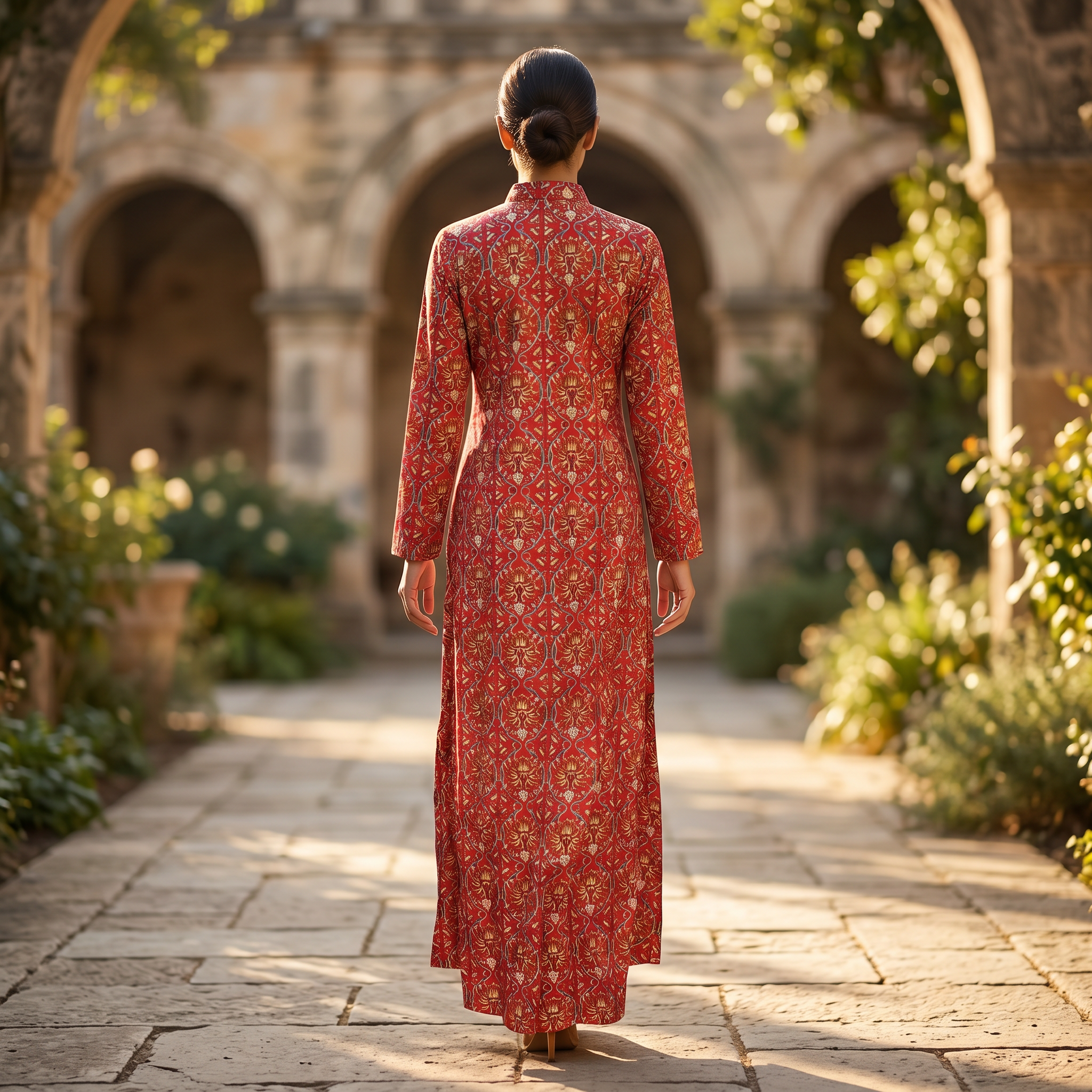 XS-S Honey Crystal Printed Cotton Dress 54" Long Jalabiya RN 164