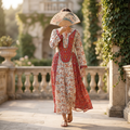 XS-S Suf Crystal Printed Cotton Dress 54" Long Jalabiya RN 176