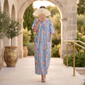 XS-S Nawaar Crystal Printed Cotton Dress 54" Long Jalabiya RN 182