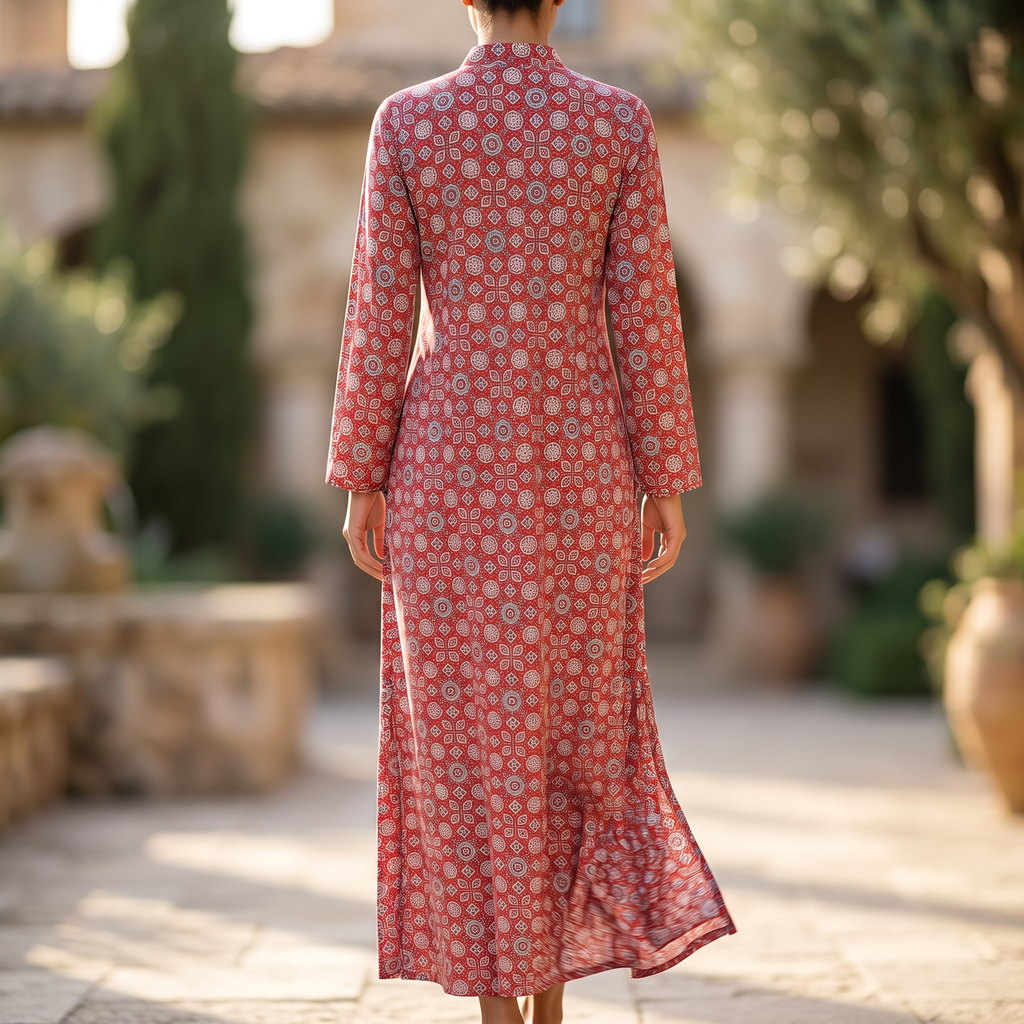 XS-S Teena Printed Cotton Dress 54" Long Jalabiya RN 185