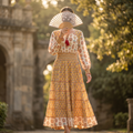 S-M Special Crystal Printed Cotton Dress 57" Long Jalabiya RN 201