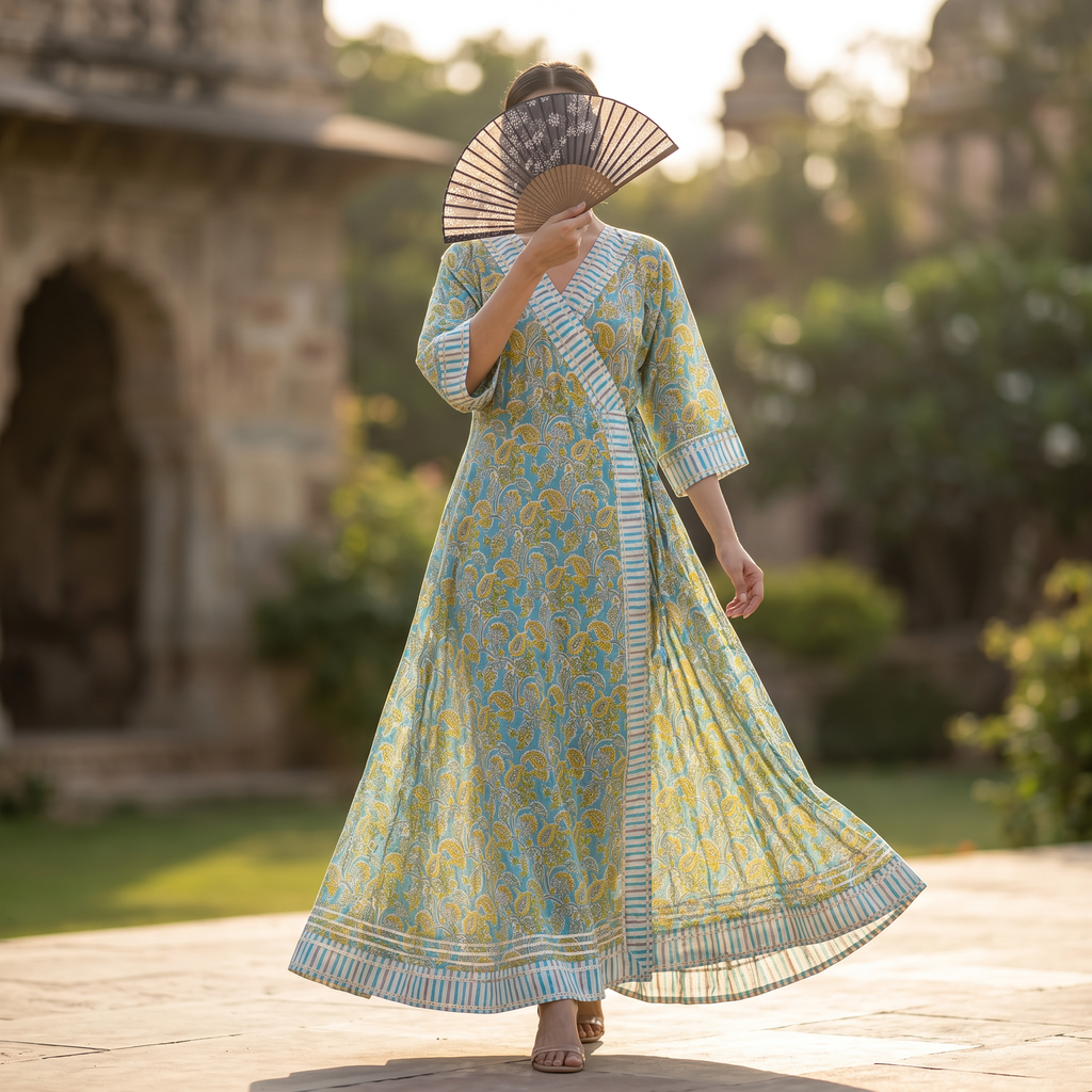 2XL-3XL Priam Printed Cotton Dress 57" Long Jalabiya RN 25