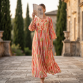 L-XL Rania Crystal Printed Cotton Dress 57" Long Jalabiya RN 263
