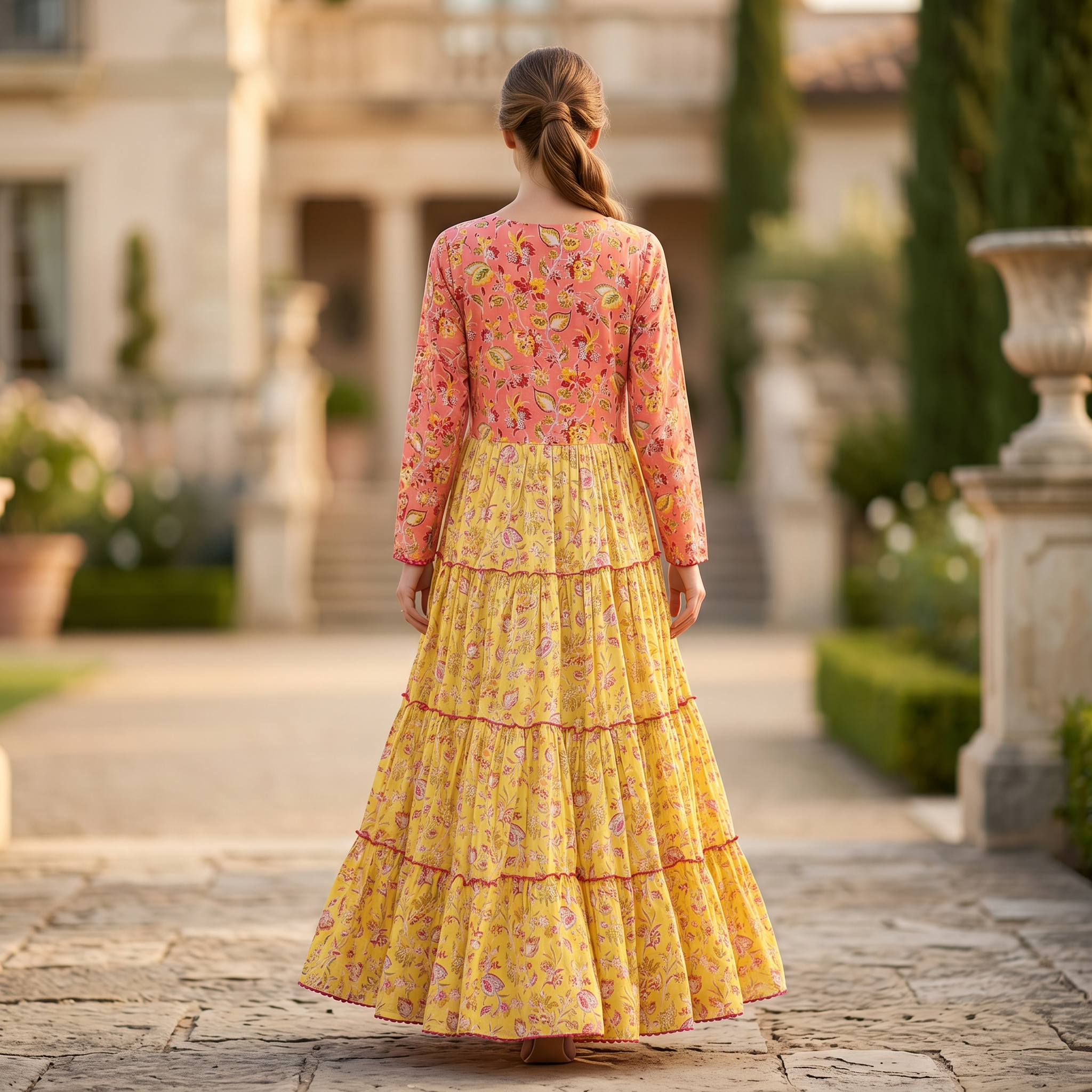 2XL-3XL Cindrella Printed Cotton Dress 57" Long Jalabiya RN 26