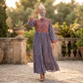 L-XL Safia Crystal Printed Cotton Dress 57" Long Jalabiya RN 280