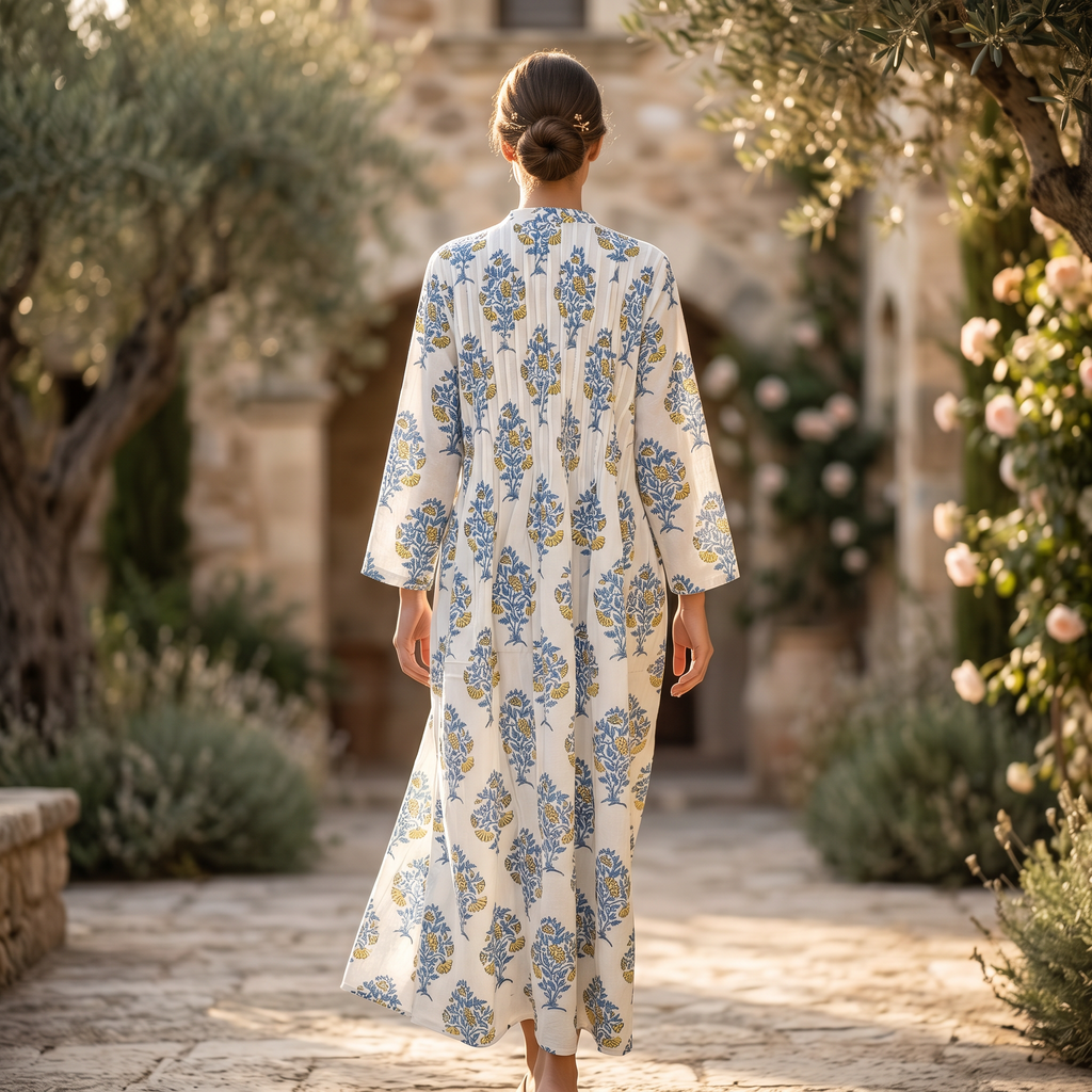 2XL-3XL Adiat Crystal Printed Cotton Dress 57" Long Jalabiya RN 292
