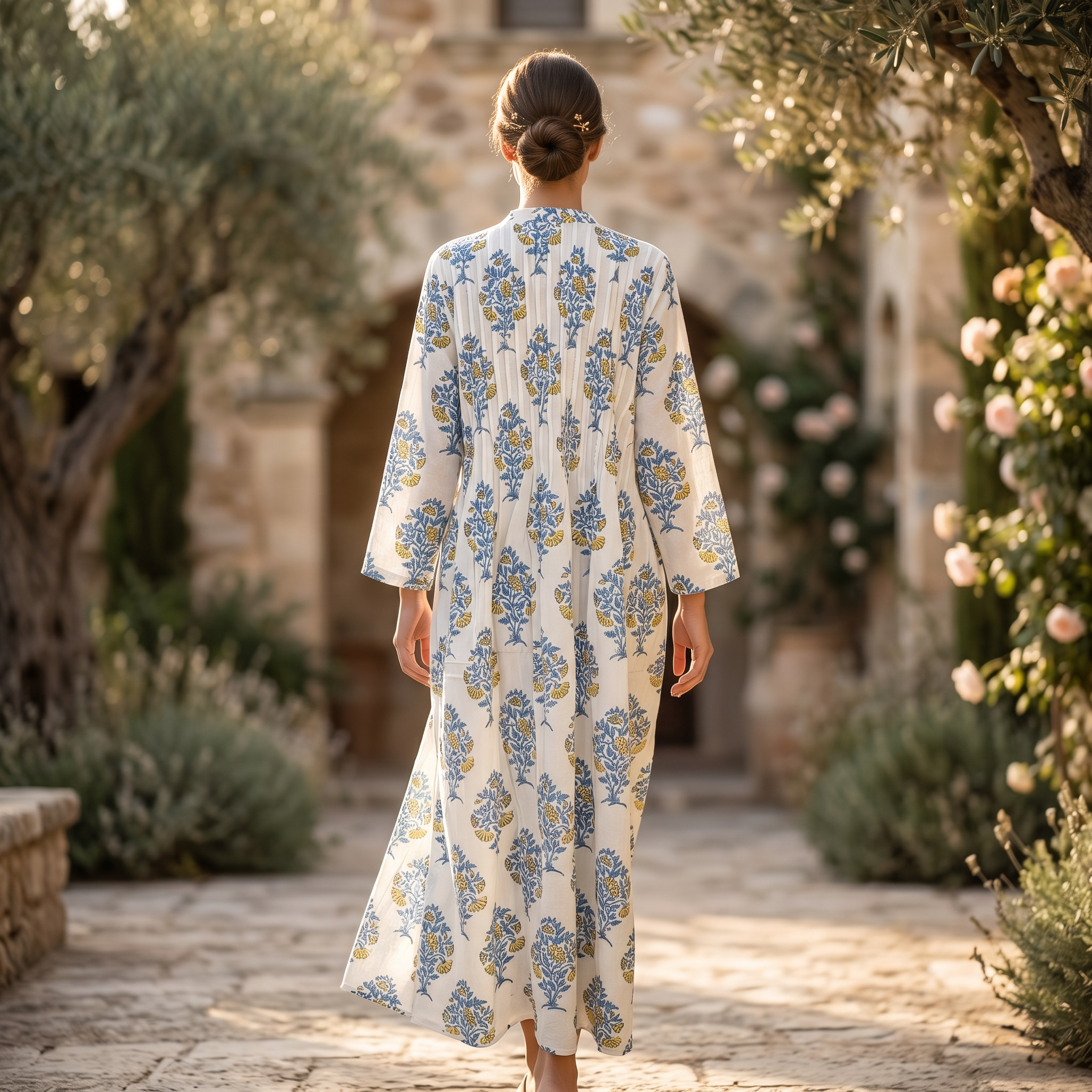 2XL-3XL Adiat Crystal Printed Cotton Dress 57" Long Jalabiya RN 292