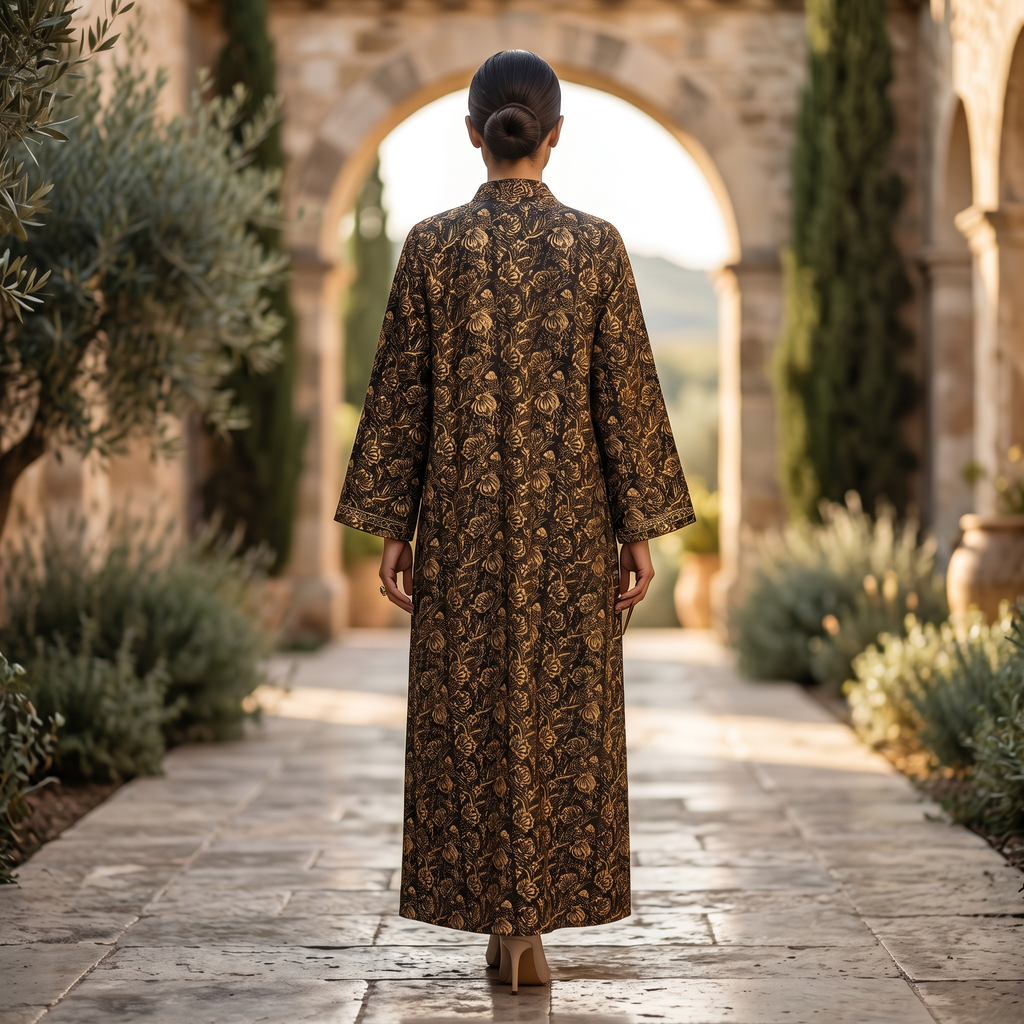 2XL-3XL Teena Crystal Printed Cotton Dress 57" Long Jalabiya RN 295