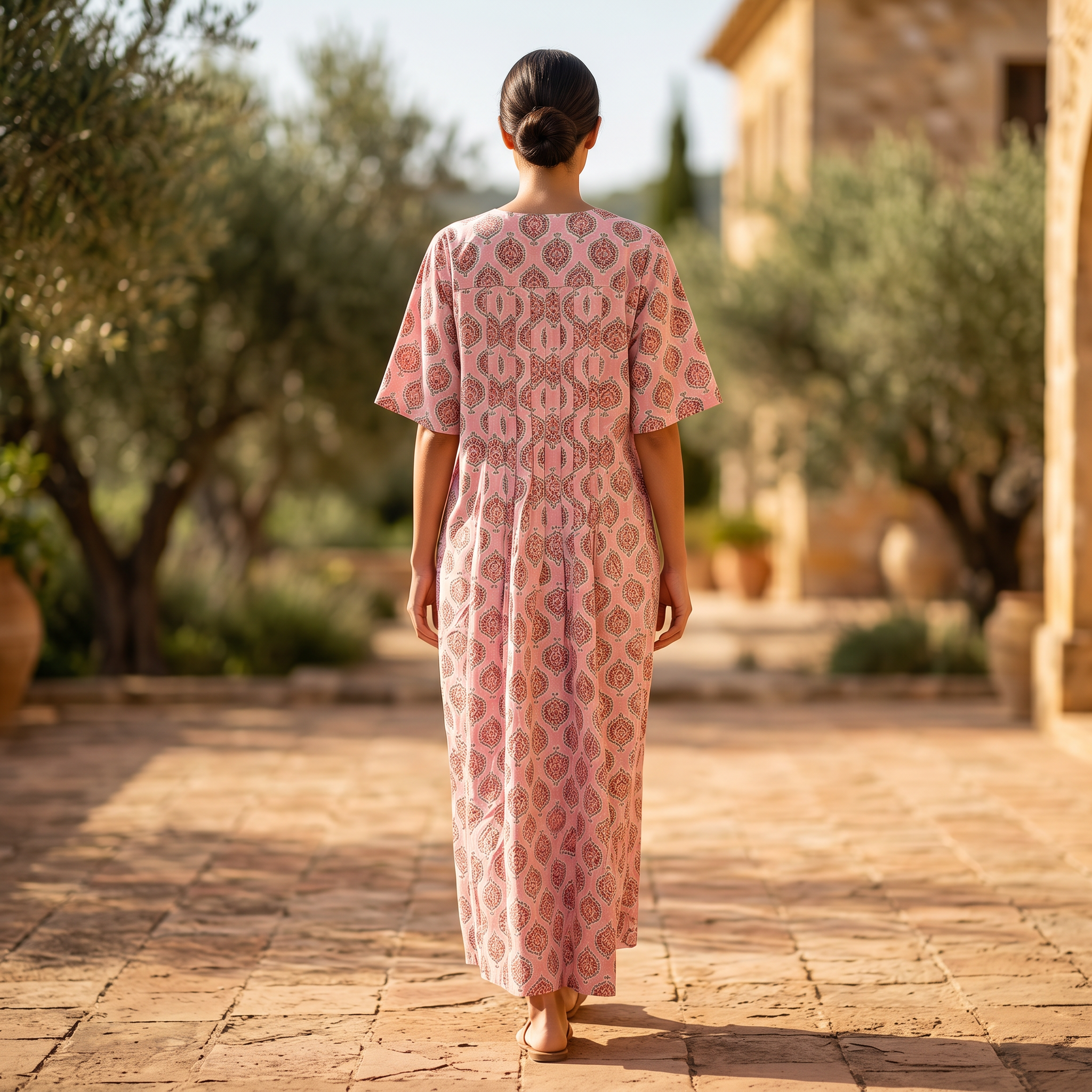 2XL-3XL Nahla Crystal Printed Cotton Dress 57" Long Jalabiya RN 296