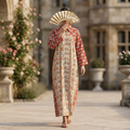 2XL-3XL Honey Crystal Printed Cotton Dress 57" Long Jalabiya RN 297
