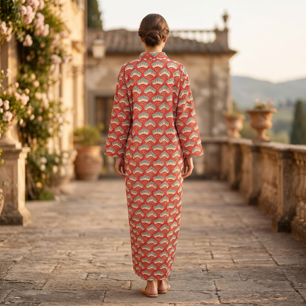 2XL-3XL Honey Crystal Printed Cotton Dress 57" Long Jalabiya RN 297