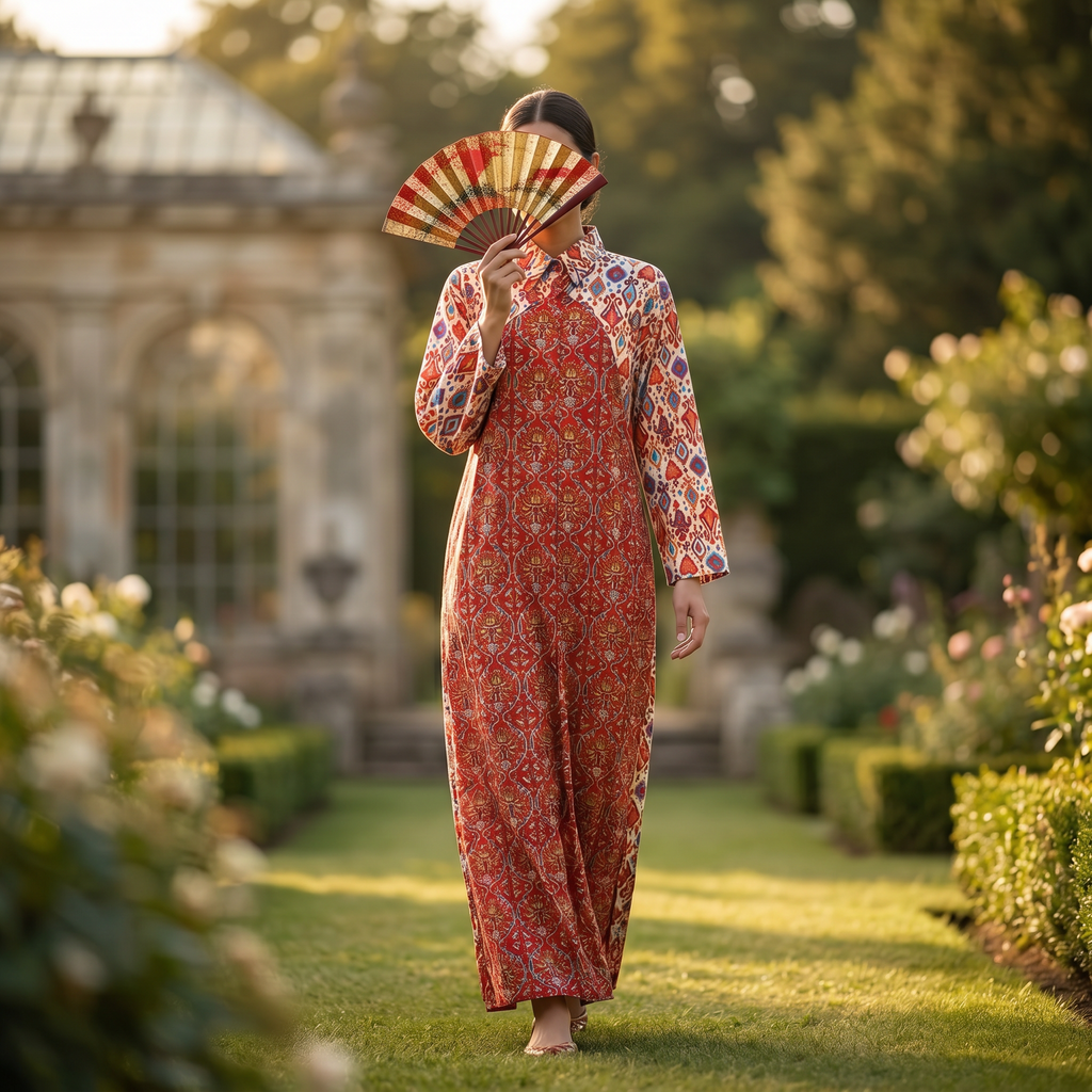 2XL-3XL Honey Crystal Printed Cotton Dress 57" Long Jalabiya RN 299