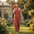 2XL-3XL Honey Crystal Printed Cotton Dress 57" Long Jalabiya RN 299