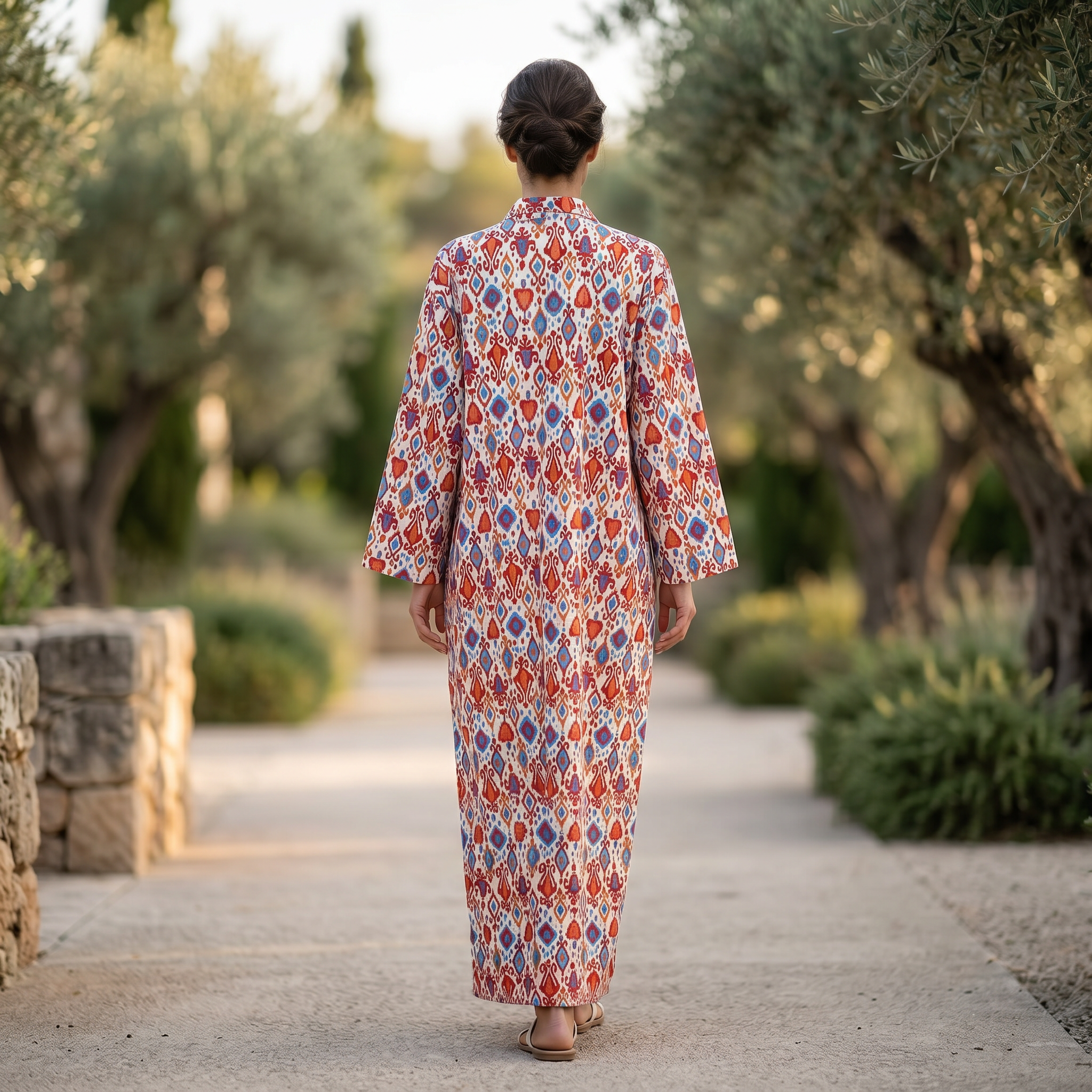 2XL-3XL Honey Crystal Printed Cotton Dress 57" Long Jalabiya RN 299