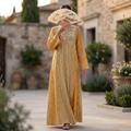 2XL-3XL Special Crystal Printed Cotton Dress 57" Long Jalabiya RN 300