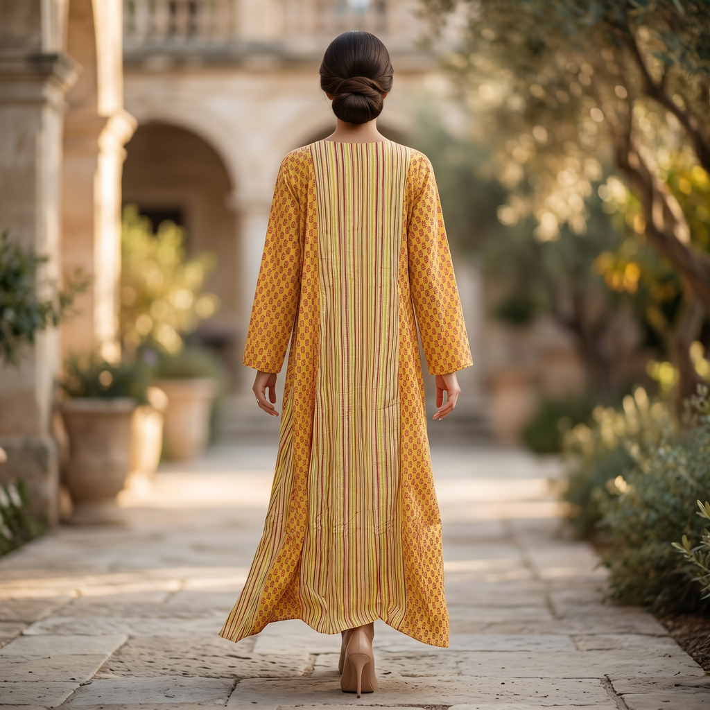 2XL-3XL Special Crystal Printed Cotton Dress 57" Long Jalabiya RN 300