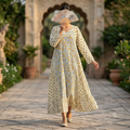 2XL-3XL Naija Crystal Printed Cotton Dress 57" Long Jalabiya RN 306