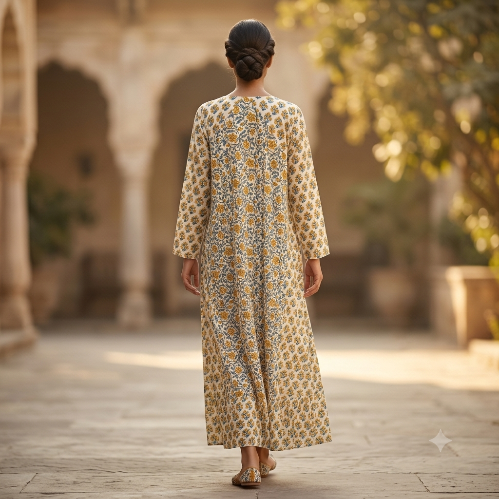 2XL-3XL Naija Crystal Printed Cotton Dress 57" Long Jalabiya RN 306