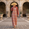 2XL-3XL Honey Crystal Printed Cotton Dress 57" Long Jalabiya RN 308