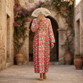 2XL-3XL Heba Crystal Printed Cotton Dress 57" Long Jalabiya RN 309
