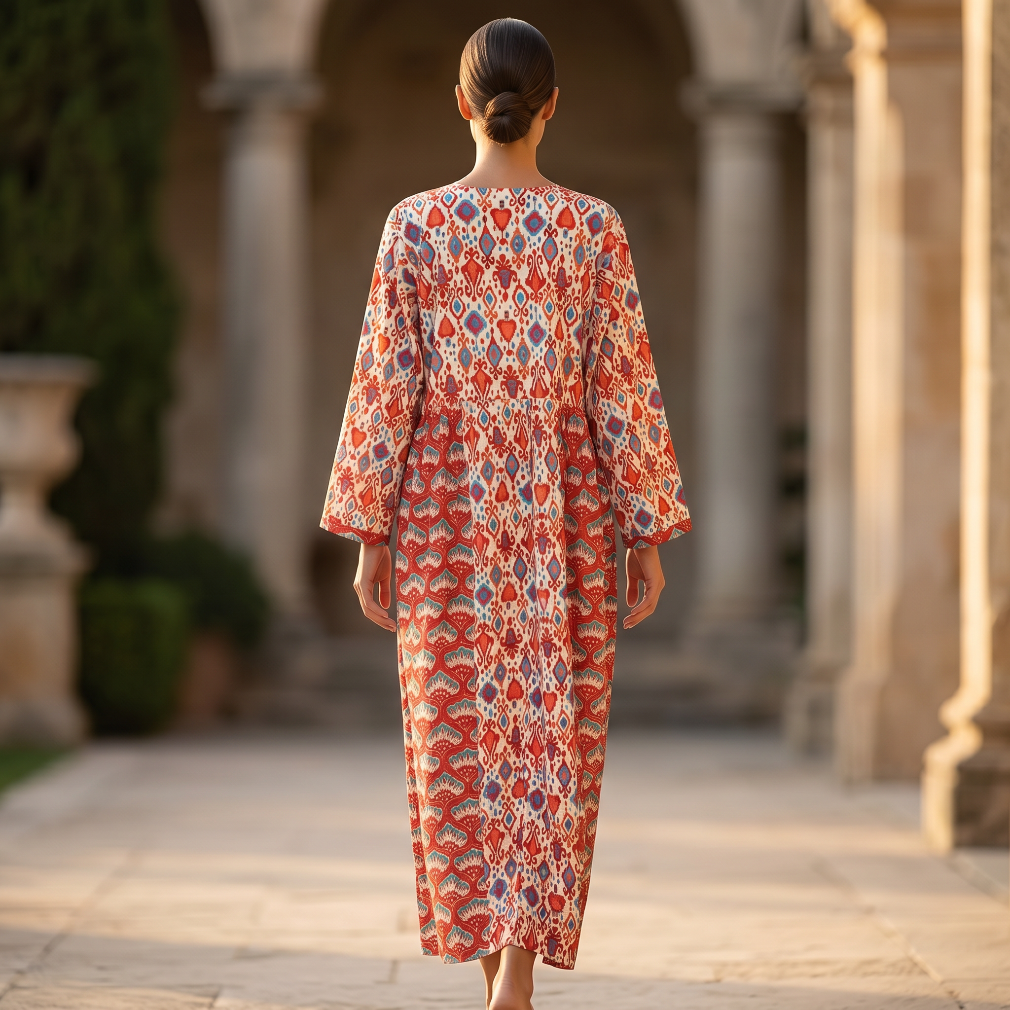 2XL-3XL Heba Crystal Printed Cotton Dress 57" Long Jalabiya RN 309