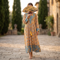 2XL-3XL Zaria Crystal Printed Cotton Dress 57" Long Jalabiya RN 311