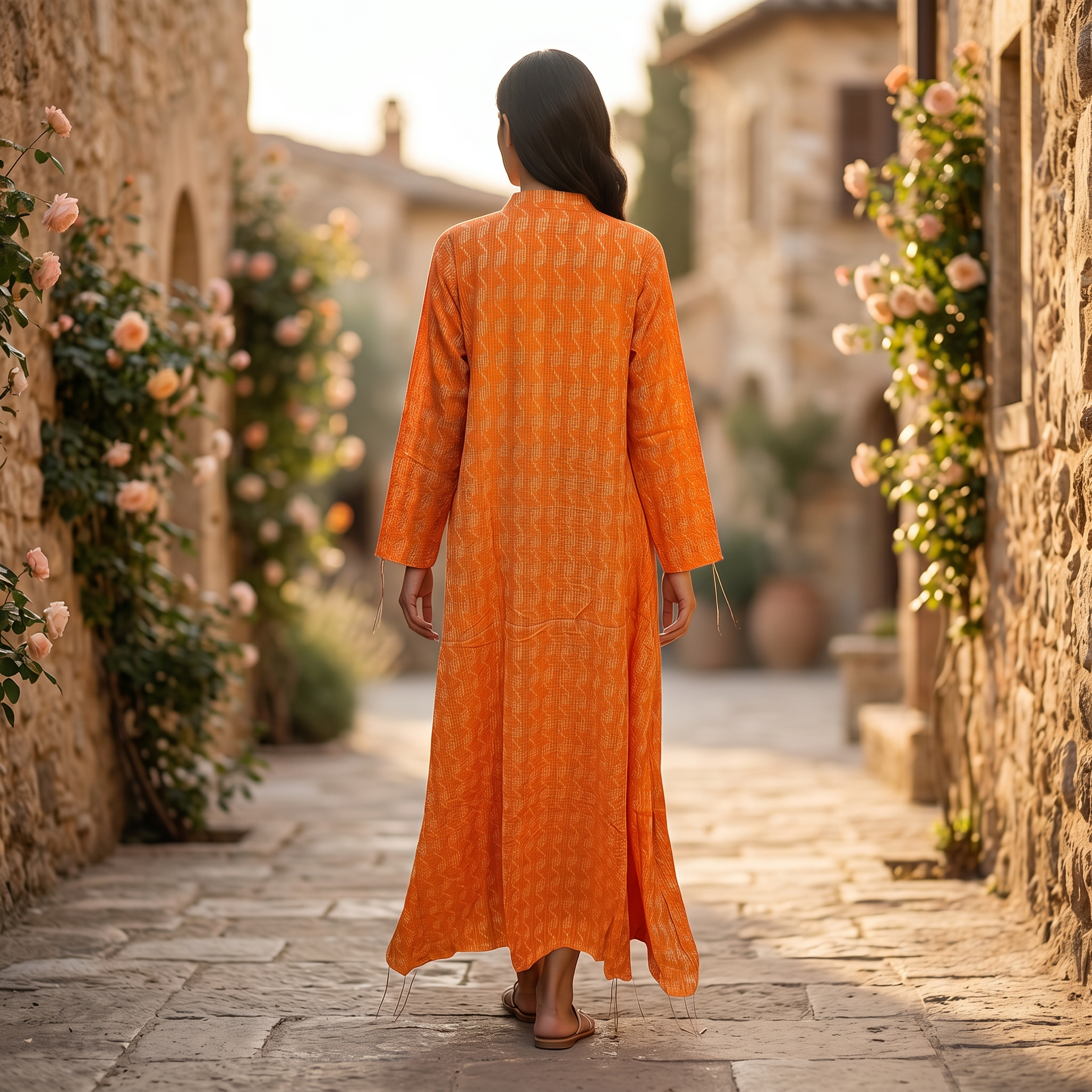 2XL-3XL Teena Crystal Printed Cotton Dress 57" Long Jalabiya RN 313