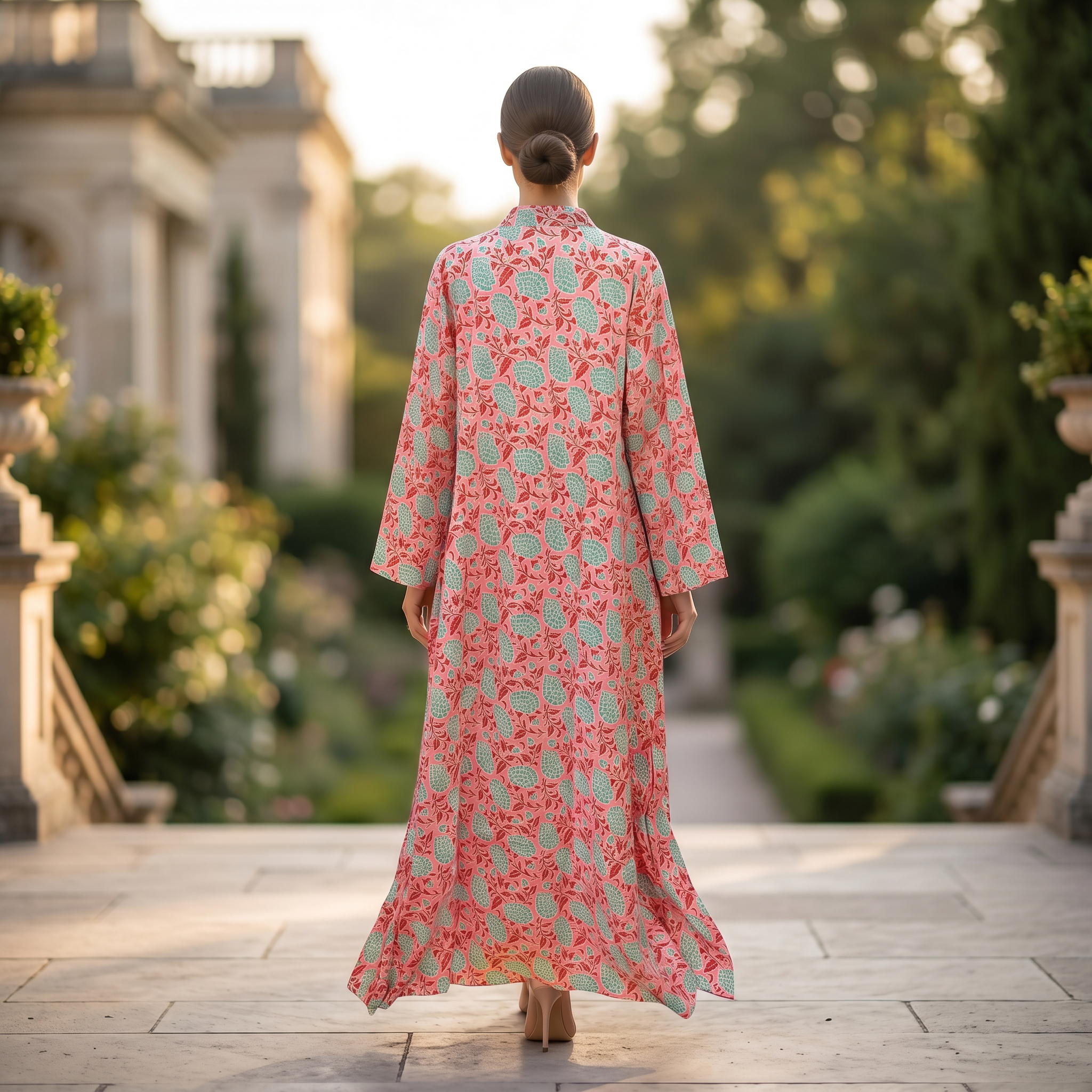 2XL-3XL Teena Crystal Printed Cotton Dress 57" Long Jalabiya RN 314