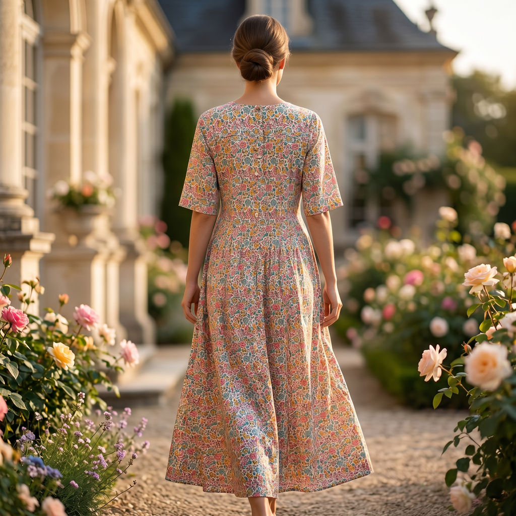 2XL-3XL Nahla Crystal Printed Cotton Dress 57" Long Jalabiya RN 315