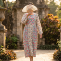 2XL-3XL Heba Crystal Printed Cotton Dress 57" Long Jalabiya RN 318