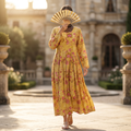2XL-3XL Ruby Crystal Printed Cotton Dress 48" Long Jalabiya RN 321