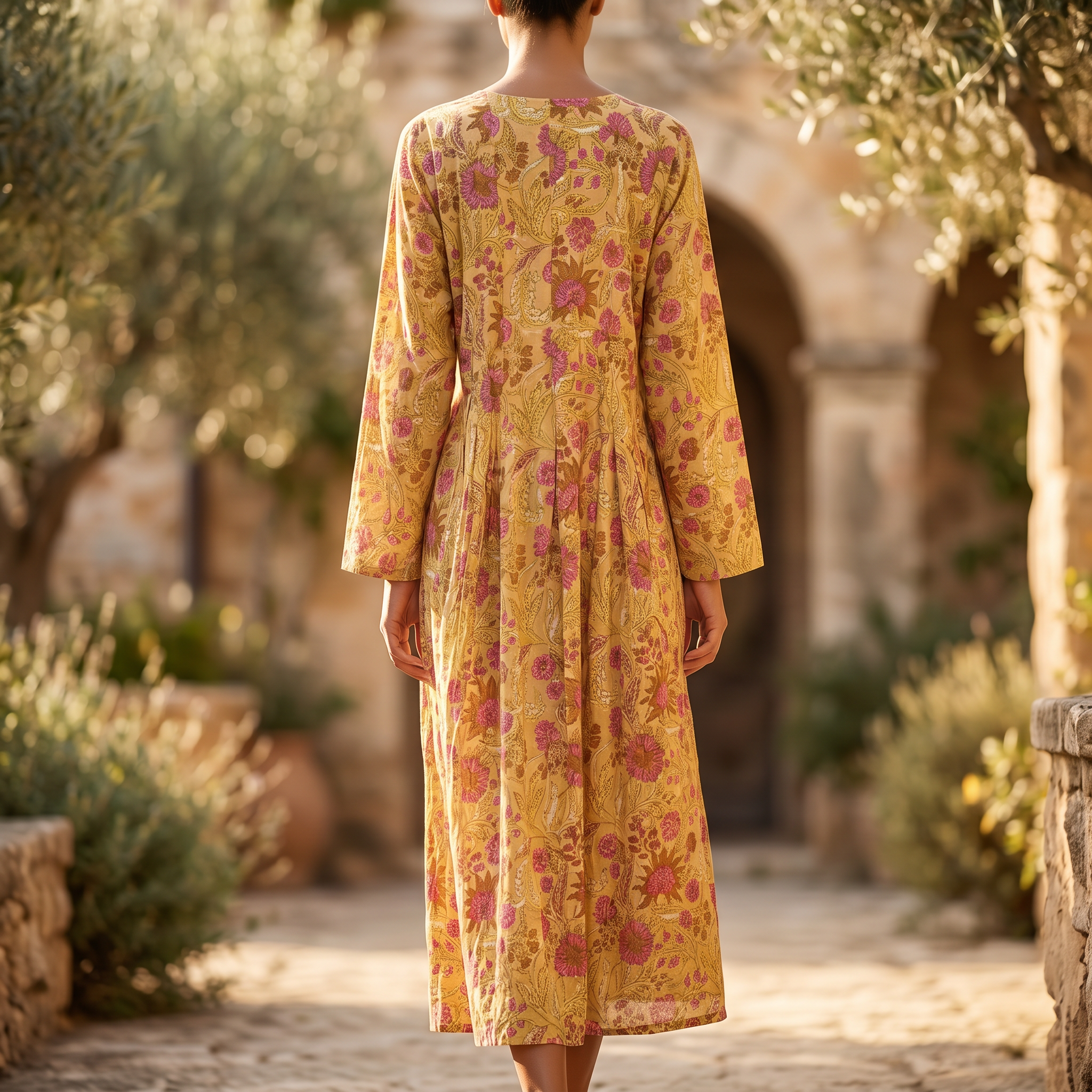2XL-3XL Ruby Crystal Printed Cotton Dress 48" Long Jalabiya RN 321