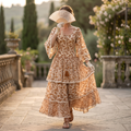 S-M Rahima Crystal Printed Cotton Dress 57" Long Jalabiya RN 32