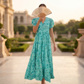 L-XL Qamar Printed Cotton Dress 57" Long Jalabiya RN 331